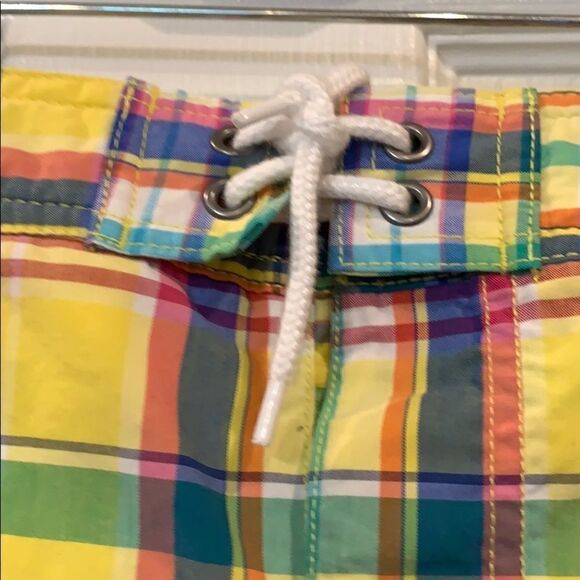 NWT New Polo by Ralph Lauren yellow plaid swim trunks Large - Picture 5 of 9